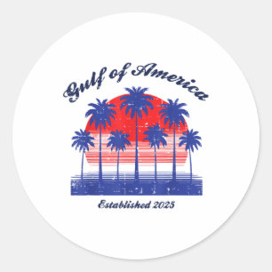 Gulf Of Usa America Established 2025 Palms Men Wom Classic Round Sticker