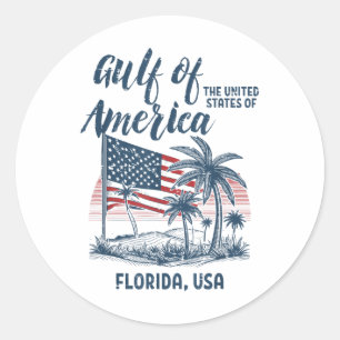 Gulf Of Usa America Florida Usa Men Women Kids Classic Round Sticker