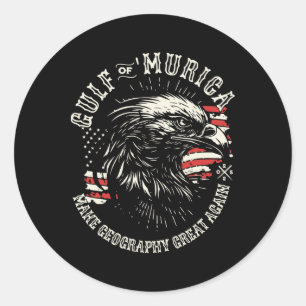 Gulf Of Usa America Funny Gulf Of merica Patriotic Classic Round Sticker