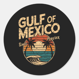 Gulf Of Usa America Funny Gulf Of Mexico Flag Map Classic Round Sticker