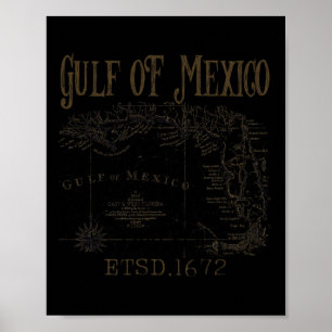 Gulf Of Usa America Funny Gulf Of Mexico Flag Map Poster