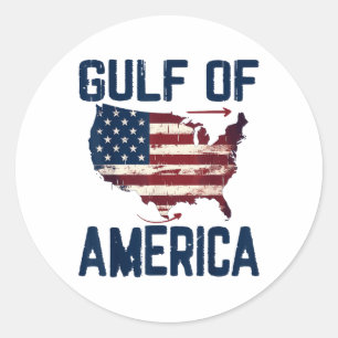 Gulf Of Usa America Funny Gulf Of Mexico Usa Flag Classic Round Sticker