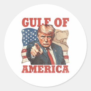 Gulf Of Usa America Funny Usa Flag  Classic Round Sticker
