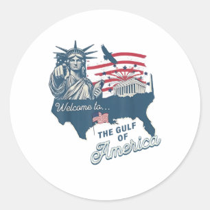 Gulf Of Usa America Funny Usa Flag Classic Round Sticker