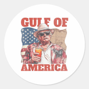Gulf Of Usa America Funny Usa Flag Classic Round Sticker