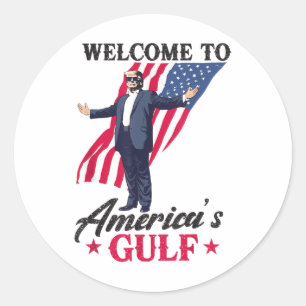 Gulf Of Usa America Funny Usa Flag Classic Round Sticker
