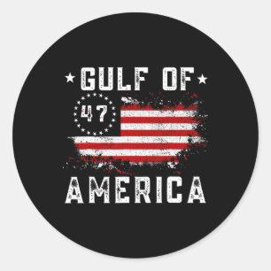 Gulf Of Usa America Funny Usa Flag For Men Women 1 Classic Round Sticker