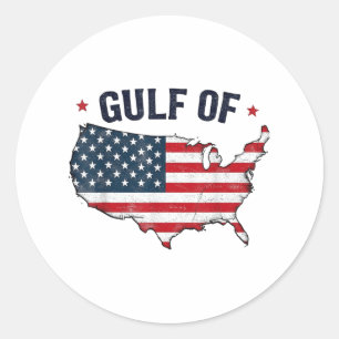 Gulf Of Usa America Funny Usa Flag Vintage Retro Classic Round Sticker