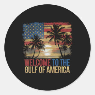 Gulf Of Usa America Gift Men Women Flag Beach Classic Round Sticker