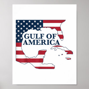 Gulf Of Usa America Map Patriotic American Flag Gu Poster