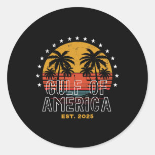 Gulf Of Usa America Palmtrees 2025 Men Women Kids Classic Round Sticker