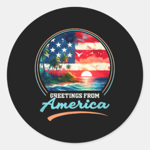 Gulf Of Usa America Retro Vintage Beach Classic Round Sticker