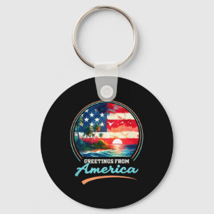 Gulf Of Usa America Retro Vintage Beach Key Ring
