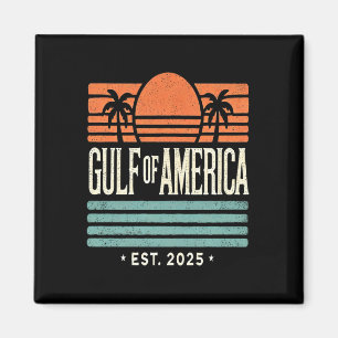 Gulf Of Usa America Sunset & Palm Trees Retro Magnet