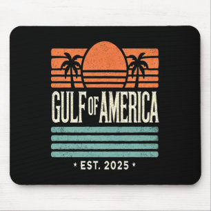 Gulf Of Usa America Sunset & Palm Trees Retro Mouse Pad