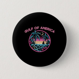 Gulf Of Usa America Sunset Pink Retro Men Women Ki 6 Cm Round Badge
