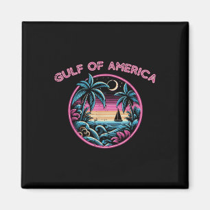 Gulf Of Usa America Sunset Pink Retro Men Women Ki Magnet