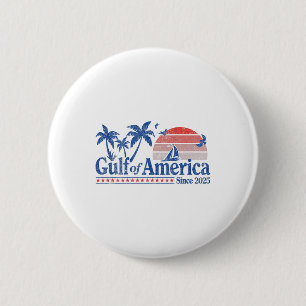 Gulf Of Usa America Vintage 1970s (on Back) Retro 6 Cm Round Badge