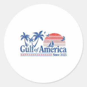 Gulf Of Usa America Vintage 1970s (on Back) Retro Classic Round Sticker
