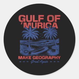Gulf Of Usa American Gulf Of Murica Patriotic Beac Classic Round Sticker