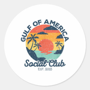 Gulf Of Usa Est 2025 Vintage America Sunset Gulf M Classic Round Sticker