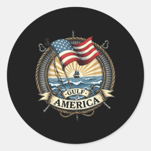 Gulf Retro Of America Est 2025 Usa American Men Wo Classic Round Sticker