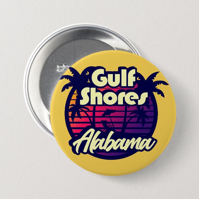 Gulf Shores Alabama 7.5 Cm Round Badge (Front & Back)