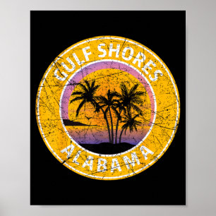 Gulf Shores Alabama Al Vintage Retro 80s Summer Poster