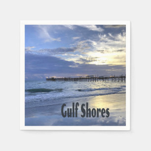 Gulf Shores Alabama Beach Sunrise Pier Napkin