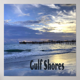 Gulf Shores Alabama Beach Sunrise Pier Poster