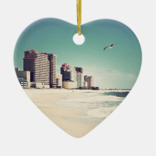 Gulf Shores, Alabama Sandwriting Beach Waves Words Ceramic Ornament