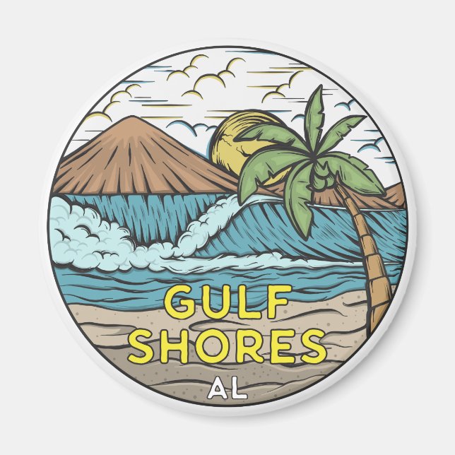 Gulf Shores Alabama Vintage Magnet (Front)