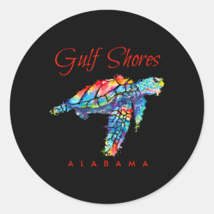 Gulf Shores Alabama Watercolor Sea Turtle  Classic Round Sticker