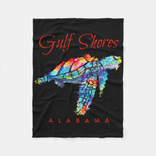 Gulf Shores Alabama Watercolor Sea Turtle  Fleece Blanket
