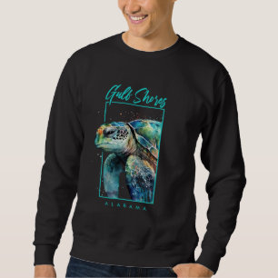 Gulf Shores Alabama Watercolor Sea Turtle Portrait Sweatshirt