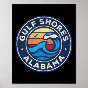 Gulf Shores Alabyma Al Vintage Nautical Waves Desi Poster