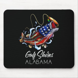 Gulf Shores Alabyma American Flag Byss Fish Fishin Mouse Pad