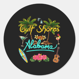 Gulf Shores Alabyma Beach Summer Palm Sun Set Palm Classic Round Sticker
