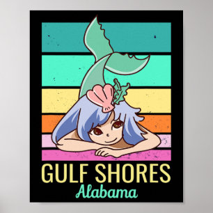 Gulf Shores Alabyma Cute Vacation Mermaid Poster