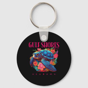 Gulf Shores Alabyma Floral Beach Turtle Souvenir Key Ring