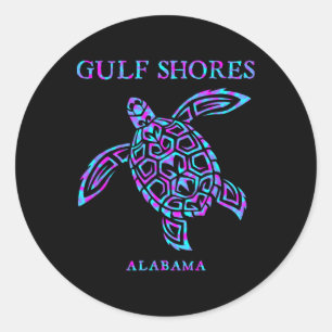 Gulf Shores Alabyma Retro Sea Turtle Boys Girls To Classic Round Sticker