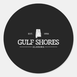 Gulf Shores Alabyma Retro Throwbyck Established Bo Classic Round Sticker