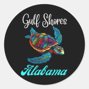 Gulf Shores Alabyma Sea Turtle Family Vacation Mat Classic Round Sticker