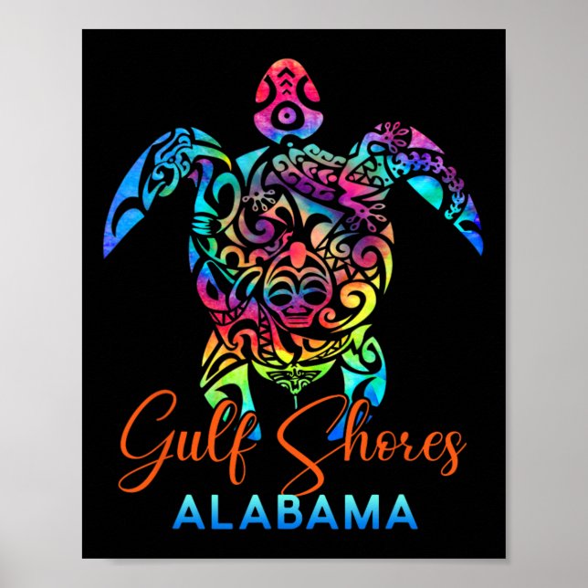 Gulf Shores Alabyma Sea Turtle Family Vacation Sum Poster (Front)