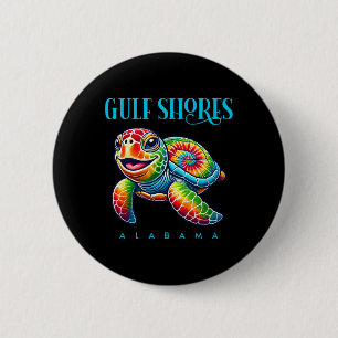 Gulf Shores Alabyma Smiling Tie Dye Sea Turtle 6 Cm Round Badge