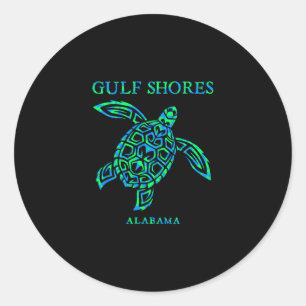 Gulf Shores Alama Retro Sea Turtle Boys Girls Todd Classic Round Sticker