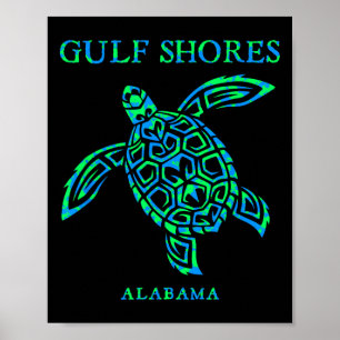 Gulf Shores Alama Retro Sea Turtle Boys Girls Todd Poster