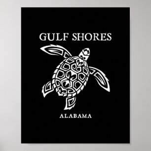 Gulf Shores Alama Retro Sea Turtle Boys Girls Todd Poster