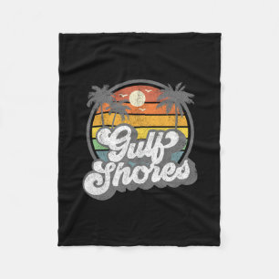 Gulf Shores Alama Vacation Palm Tree Retro Beach 7 Fleece Blanket