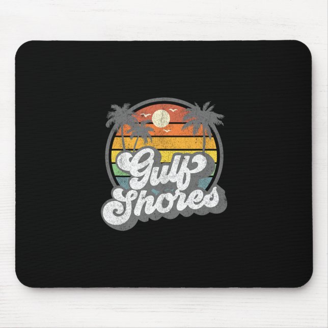 Gulf Shores Alama Vacation Palm Tree Retro Beach 7 Mouse Pad (Front)
